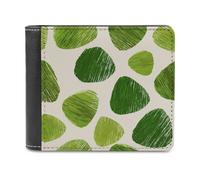 Jubonexis Minimalist Abstract Green Rice Dumpling Soft PU Leather Bifold Wallet, Coin Purse Credit Pass Case, Durable Card-Holder Slim Billfold for Men Woman Money Storage