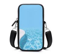 Jubonexis Minimalist Abstract Pool Edge in Light Blue Crossbody Mobile Phone Bag Smartphone Bag With Adjustable Strap