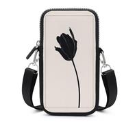 Jubonexis Minimalist An Abstract Tulip in Black Crossbody Mobile Phone Bag Smartphone Bag With Adjustable Strap