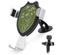 Jubonexis Minimalist Botanical Meadow Plant Sage Green Car Phone Holder Mount Triangle Clip Base Air Vent Cell Phone Car Mount Automotive Accessories for 4-6 Inches Cell Smartphones