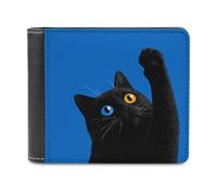 Jubonexis Minimalist Cat is Reaching Up Soft PU Leather Bifold Wallet, Coin Purse Credit Pass Case, Durable Card-Holder Slim Billfold for Men Woman Money Storage