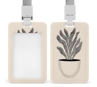 Jubonexis Minimalist Flower in Oval Pot ID Badge Holder Retractable Clip Card Holder Card Protector Name Badge Name Tag for Work Office Doctor Nurse