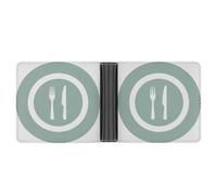 Jubonexis Minimalist Fork Knife on Plate Soft PU Leather Bifold Wallet, Coin Purse Credit Pass Case, Durable Card-Holder Slim Billfold for Men Woman Money Storage