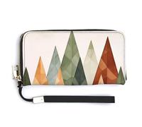 Jubonexis Minimalist Geometric Trees Boho Watercolor PU Leather Clutch Long Bifold Wallet, Coin Purse Credit Pass Case, Durable Card-Holder Money Storage for Women Men