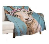 Jubonexis Minimalist Goat Portrait Wildflower Crown Anti Pilling Throw Blankets Cozy Durable Blanket for Bedroom Living Rooms Couch Sofa Bed 50"x60"