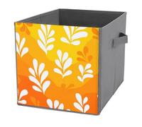 Jubonexis Minimalist Gradient Yellow Orange White Flower Cube Storage Bins Storage Cubes Foldable Decorative Fabric Storage Baskets Home Organizers with Handles for Shelves,Closet, 27x27 CM