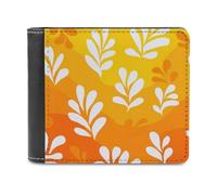 Jubonexis Minimalist Gradient Yellow Orange White Flower Soft PU Leather Bifold Wallet, Coin Purse Credit Pass Case, Durable Card-Holder Slim Billfold for Men Woman Money Storage