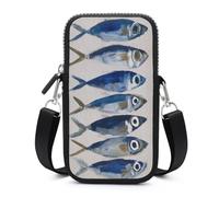 Jubonexis Minimalist Group of Fish Sardines Crossbody Mobile Phone Bag Smartphone Bag With Adjustable Strap black