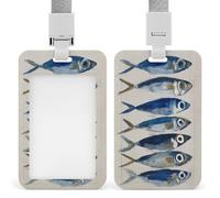 Jubonexis Minimalist Group of Fish Sardines ID Badge Holder Retractable Clip Card Holder Card Protector Name Badge Name Tag for Work Office Doctor Nurse