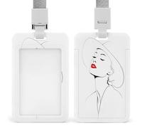 Jubonexis Minimalist Line Red Lips Woman ID Badge Holder Retractable Clip Card Holder Card Protector Name Badge Name Tag for Work Office Doctor Nurse
