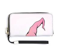 Jubonexis Minimalist Pink Cartoon Witch Hat PU Leather Clutch Long Bifold Wallet, Coin Purse Credit Pass Case, Durable Card-Holder Money Storage for Women Men
