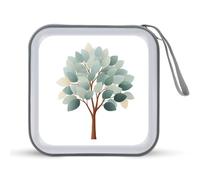 Jubonexis Minimalist Small Tree with Sage Green Leaves CD Case DVD Storage Case Portable for Car Home Travel