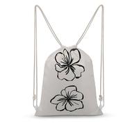 Jubonexis Minimalist Two Abstract Floral Outlines Drawstring Backpack Canvas String Bag Lightweight Sports Gym Bag for Men Women