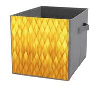 Jubonexis Minimalist Yellow Gradient Feathers Texture Geometric Cube Storage Bins Storage Cubes Foldable Decorative Fabric Storage Baskets Home Organizers with Handles for Shelves,Closet, 27x27 CM