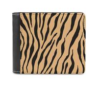 Jubonexis Minimalist Zebra Stripes Cantaloupe Orange Soft PU Leather Bifold Wallet, Coin Purse Credit Pass Case, Durable Card-Holder Slim Billfold for Men Woman Money Storage