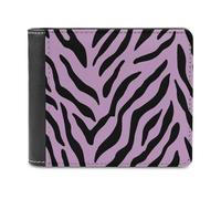 Jubonexis Minimalist Zebra Stripes Lavender Soft PU Leather Bifold Wallet, Coin Purse Credit Pass Case, Durable Card-Holder Slim Billfold for Men Woman Money Storage