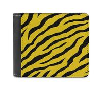 Jubonexis Minimalist Zebra Stripes Lemon Yellow Soft PU Leather Bifold Wallet, Coin Purse Credit Pass Case, Durable Card-Holder Slim Billfold for Men Woman Money Storage