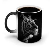 Jubonexis Minimalistic A Asian Tiger Black White Color Changing Mugs Heat Changing Ceramic Coffee Mug Novelty Funny Tea Water Cup 11OZ