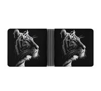 Jubonexis Minimalistic A Asian Tiger Black White Soft PU Leather Bifold Wallet, Coin Purse Credit Pass Case, Durable Card-Holder Slim Billfold for Men Woman Money Storage