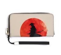 Jubonexis Minimalistic Samurai PU Leather Clutch Long Bifold Wallet, Coin Purse Credit Pass Case, Durable Card-Holder Money Storage for Women Men