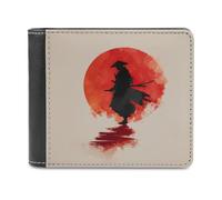 Jubonexis Minimalistic Samurai Soft PU Leather Bifold Wallet, Coin Purse Credit Pass Case, Durable Card-Holder Slim Billfold for Men Woman Money Storage