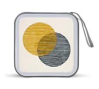 Jubonexis Modern Two Circles with Striped Lines CD Case DVD Storage Case Portable for Car Home Travel