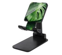 Jubonexis Monstera Leaves Under Light Rainfall Cell Phone Stand Foldable Adjustable Phone Stand for Desk