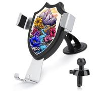 Jubonexis Mountains Flowing River Flowers Car Phone Holder Mount Triangle Clip Base Air Vent Cell Phone Car Mount Automotive Accessories for 4-6 Inches Cell Smartphones