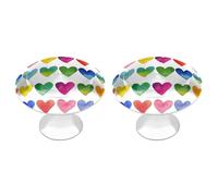 Jubonexis Multicolored Hearts Watercolor Round Drawer Cabinet Knobs Handles with Screws,2 Pcs, Drawer Dresser Knob Pulls Decor for Wardrobe Cupboard Home Office Kitchen