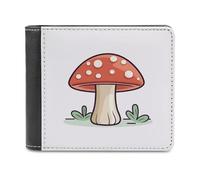 Jubonexis Mushroom Minimalist Simple Soft PU Leather Bifold Wallet, Coin Purse Credit Pass Case, Durable Card-Holder Slim Billfold for Men Woman Money Storage