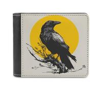 Jubonexis Mysterious Crow on Branch Soft PU Leather Bifold Wallet, Coin Purse Credit Pass Case, Durable Card-Holder Slim Billfold for Men Woman Money Storage