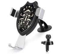 Jubonexis Mystical Black And White Mushrooms Car Phone Holder Mount Triangle Clip Base Air Vent Cell Phone Car Mount Automotive Accessories for 4-6 Inches Cell Smartphones