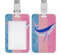 Jubonexis Native Art Whale Pink Blue Colors ID Badge Holder Retractable Clip Card Holder Card Protector Name Badge Name Tag for Work Office Doctor Nurse