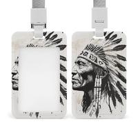 Jubonexis Native Man Vintage ID Badge Holder Retractable Clip Card Holder Card Protector Name Badge Name Tag for Work Office Doctor Nurse