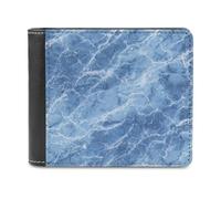Jubonexis Navy Blue White Color Luxury Marble Soft PU Leather Bifold Wallet, Coin Purse Credit Pass Case, Durable Card-Holder Slim Billfold for Men Woman Money Storage