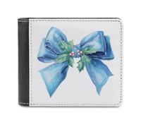 Jubonexis Navy Coastal Themed Bow Holly Soft PU Leather Bifold Wallet, Coin Purse Credit Pass Case, Durable Card-Holder Slim Billfold for Men Woman Money Storage
