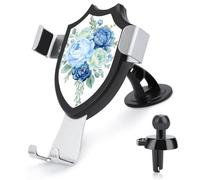 Jubonexis Navy Light Blue And Sage Green Peonies Roses Car Phone Holder Mount Triangle Clip Base Air Vent Cell Phone Car Mount Automotive Accessories for 4-6 Inches Cell Smartphones