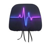 Jubonexis Neon Blue And Purple Heartbeat Printed Car Headrest Cover,2 Pieces, Elastic Comfort Head Rest Cover for Women Men, Universal Fits Most Cars Van SUV Truck, Car Interior Decor Accessories