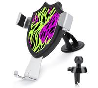 Jubonexis Neon Green Purple Black Pattern Car Phone Holder Mount Triangle Clip Base Air Vent Cell Phone Car Mount Automotive Accessories for 4-6 Inches Cell Smartphones