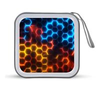 Jubonexis Neon-lit Hexagon Grid CD Case DVD Storage Case Portable for Car Home Travel