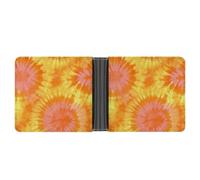 Jubonexis Neon Mango Orange Tie Dye Soft PU Leather Bifold Wallet, Coin Purse Credit Pass Case, Durable Card-Holder Slim Billfold for Men Woman Money Storage