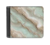 Jubonexis Neon Mint Beige Luxury Marble Soft PU Leather Bifold Wallet, Coin Purse Credit Pass Case, Durable Card-Holder Slim Billfold for Men Woman Money Storage