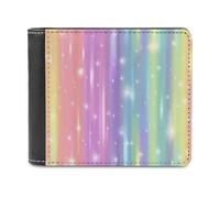 Jubonexis Neon Pastel Rainbow Sparkle Gradient Soft PU Leather Bifold Wallet, Coin Purse Credit Pass Case, Durable Card-Holder Slim Billfold for Men Woman Money Storage