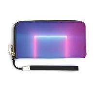 Jubonexis Neon Pink and Blue Door PU Leather Clutch Long Bifold Wallet, Coin Purse Credit Pass Case, Durable Card-Holder Money Storage for Women Men