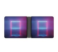 Jubonexis Neon Pink and Blue Door Soft PU Leather Bifold Wallet, Coin Purse Credit Pass Case, Durable Card-Holder Slim Billfold for Men Woman Money Storage