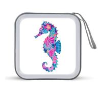 Jubonexis Neon Seahorse Tropical Floral CD Case DVD Storage Case Portable