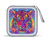 Jubonexis Neon Tiger CD Case DVD Storage Case Portable for Car Home Travel