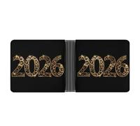 Jubonexis New Year 2026 Golden Leopard Print Soft PU Leather Bifold Wallet, Coin Purse Credit Pass Case, Durable Card-Holder Slim Billfold for Men Woman Money Storage