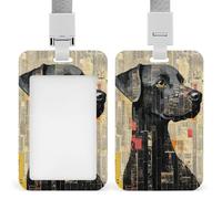 Jubonexis Newspaper Cuttings Collage Labrador ID Badge Holder Retractable Clip Card Holder Card Protector Name Badge Name Tag for Work Office Doctor Nurse