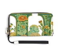 Jubonexis Nouveau Art Letter U PU Leather Clutch Long Bifold Wallet, Coin Purse Credit Pass Case, Durable Card-Holder Money Storage for Women Men